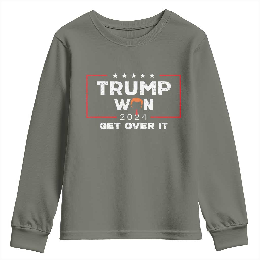 Trump Won 2024 Youth Sweatshirt Get Over It Funny 47 President TS10 Military Green Print Your Wear