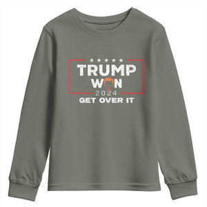 Trump Won 2024 Youth Sweatshirt Get Over It Funny 47 President TS10 Military Green Print Your Wear