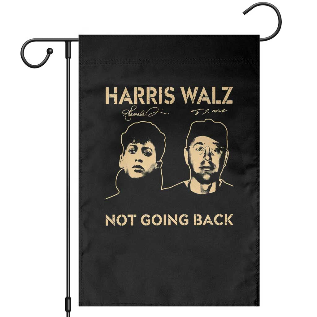 Harris Walz Garden Flag Retro We Are Not Going Back TS10 Black Print Your Wear