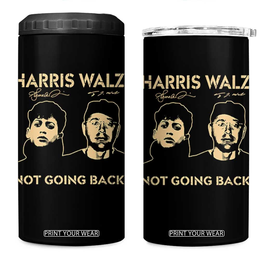 Harris Walz 4 in 1 Can Cooler Tumbler Retro We Are Not Going Back TS10 One Size: 16 oz Black Print Your Wear