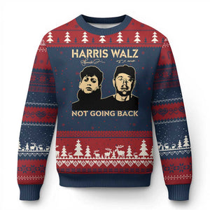 Harris Walz Ugly Christmas Sweater Retro We Are Not Going Back TS10 Navy Red Print Your Wear