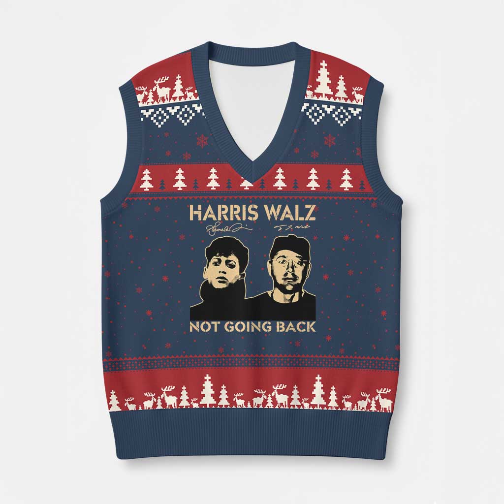 Harris Walz V-Neck Knit Sweater Vest Retro We Are Not Going Back TS10 Navy Red Print Your Wear