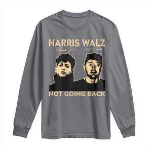 Harris Walz Long Sleeve Shirt Retro We Are Not Going Back TS10 Charcoal Print Your Wear
