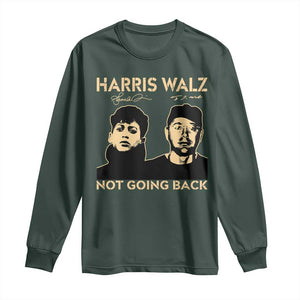 Harris Walz Long Sleeve Shirt Retro We Are Not Going Back TS10 Dark Forest Green Print Your Wear