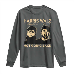 Harris Walz Long Sleeve Shirt Retro We Are Not Going Back TS10 Dark Heather Print Your Wear