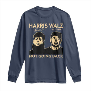 Harris Walz Long Sleeve Shirt Retro We Are Not Going Back TS10 Navy Print Your Wear