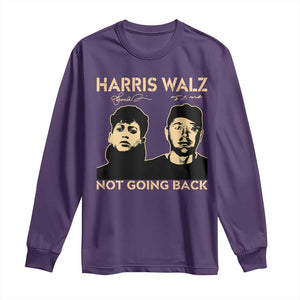 Harris Walz Long Sleeve Shirt Retro We Are Not Going Back TS10 Purple Print Your Wear