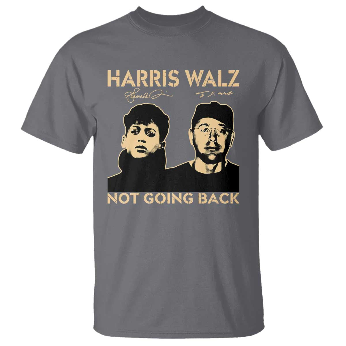 Harris Walz T Shirt Retro We Are Not Going Back TS10 Charcoal Print Your Wear