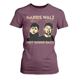 Harris Walz T Shirt For Women Retro We Are Not Going Back TS10 Maroon Print Your Wear
