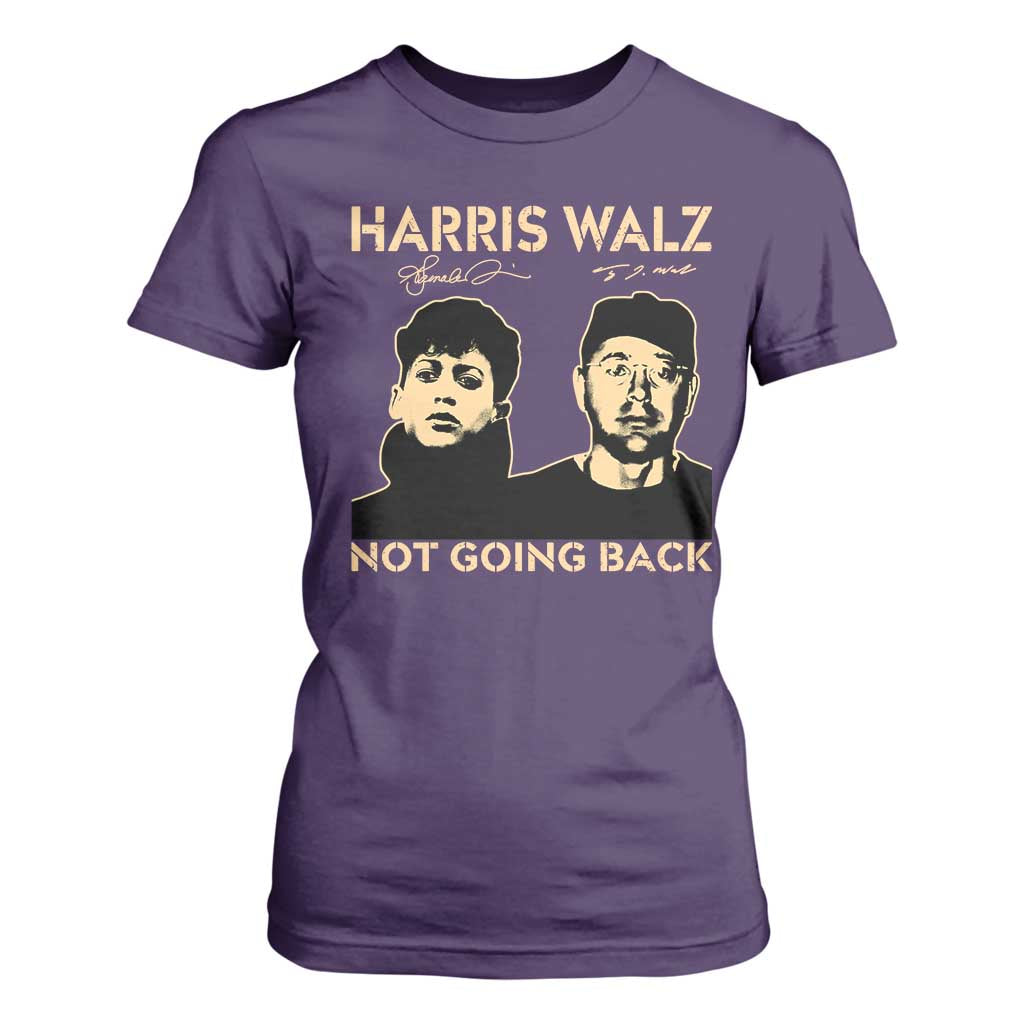 Harris Walz T Shirt For Women Retro We Are Not Going Back TS10 Purple Print Your Wear
