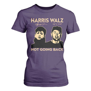 Harris Walz T Shirt For Women Retro We Are Not Going Back TS10 Purple Print Your Wear