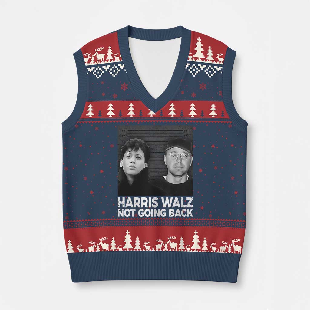 Harris Walz V-Neck Knit Sweater Vest Vintage We Are Not Going Back TS10 Navy Red Print Your Wear