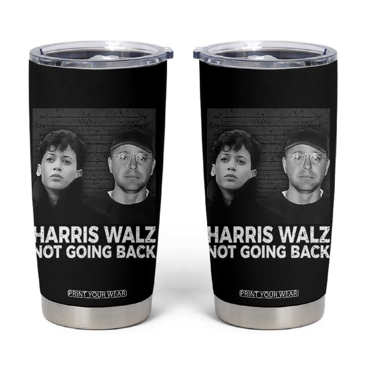 Harris Walz Tumbler Cup Vintage We Are Not Going Back TS10 Black Print Your Wear