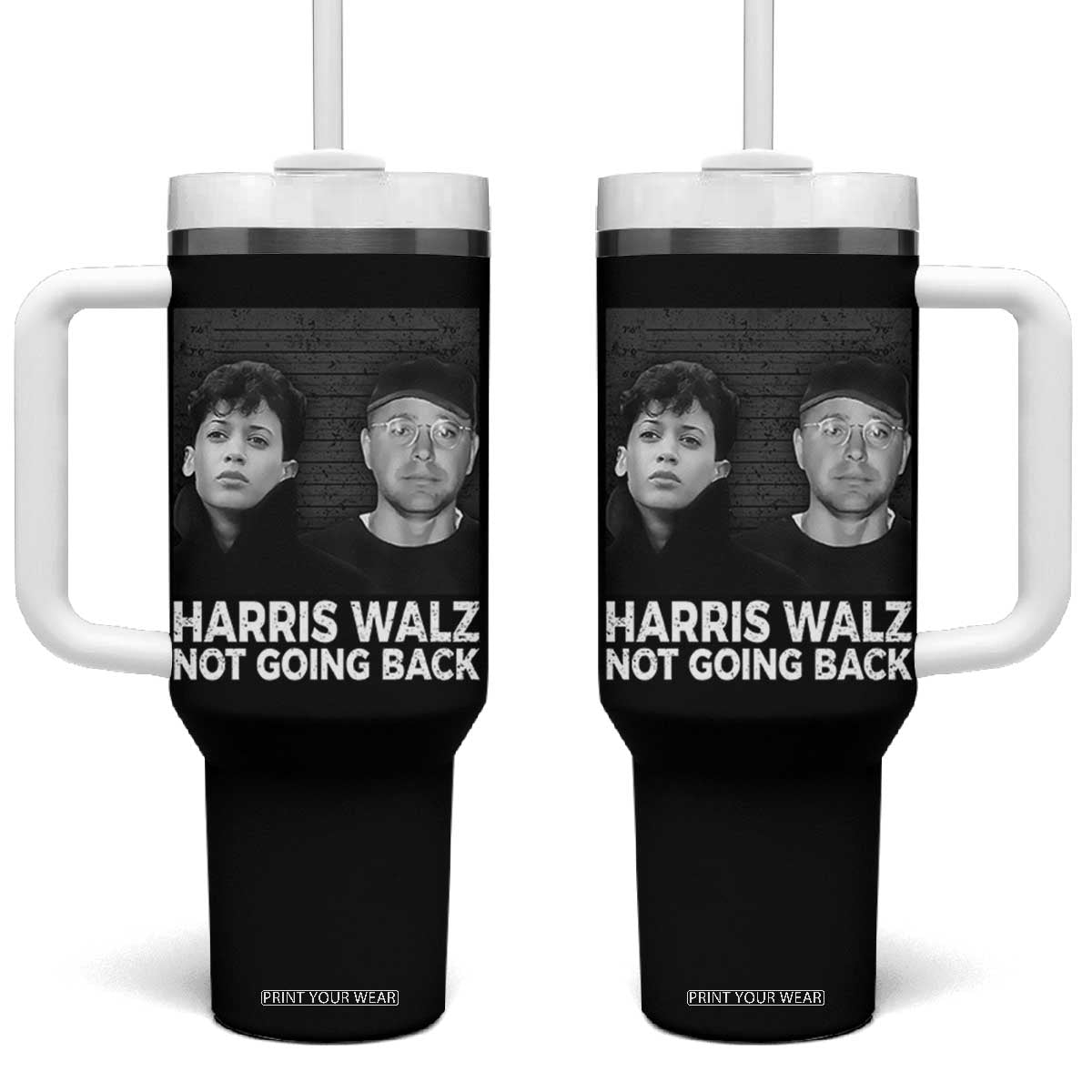 Harris Walz Tumbler With Handle Vintage We Are Not Going Back TS10 One Size: 40 oz Black Print Your Wear
