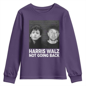 Harris Walz Youth Sweatshirt Vintage We Are Not Going Back TS10 Purple Print Your Wear