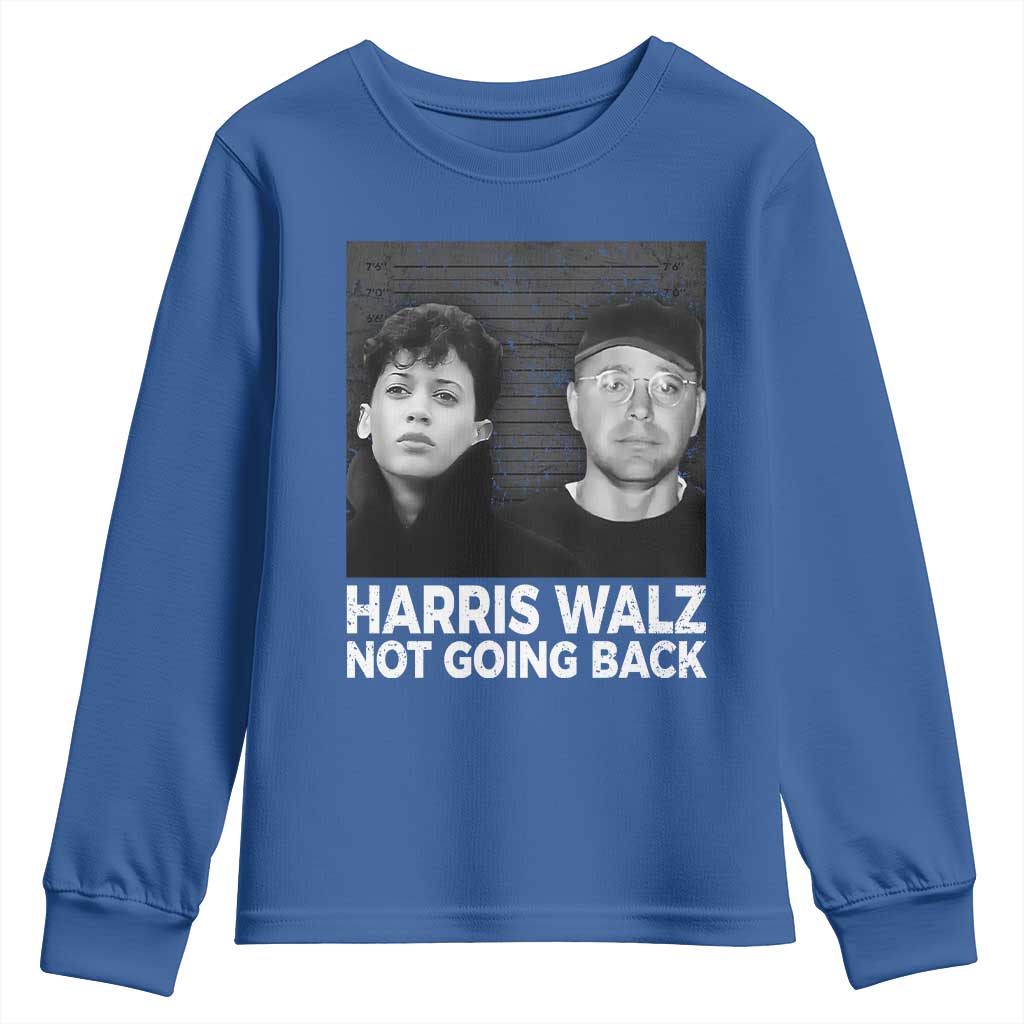 Harris Walz Youth Sweatshirt Vintage We Are Not Going Back TS10 Royal Blue Print Your Wear