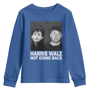 Harris Walz Youth Sweatshirt Vintage We Are Not Going Back TS10 Royal Blue Print Your Wear