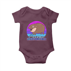Funny Moo Deng Baby Onesie Baby Hippo Become Ungovernable TS10 Maroon Print Your Wear