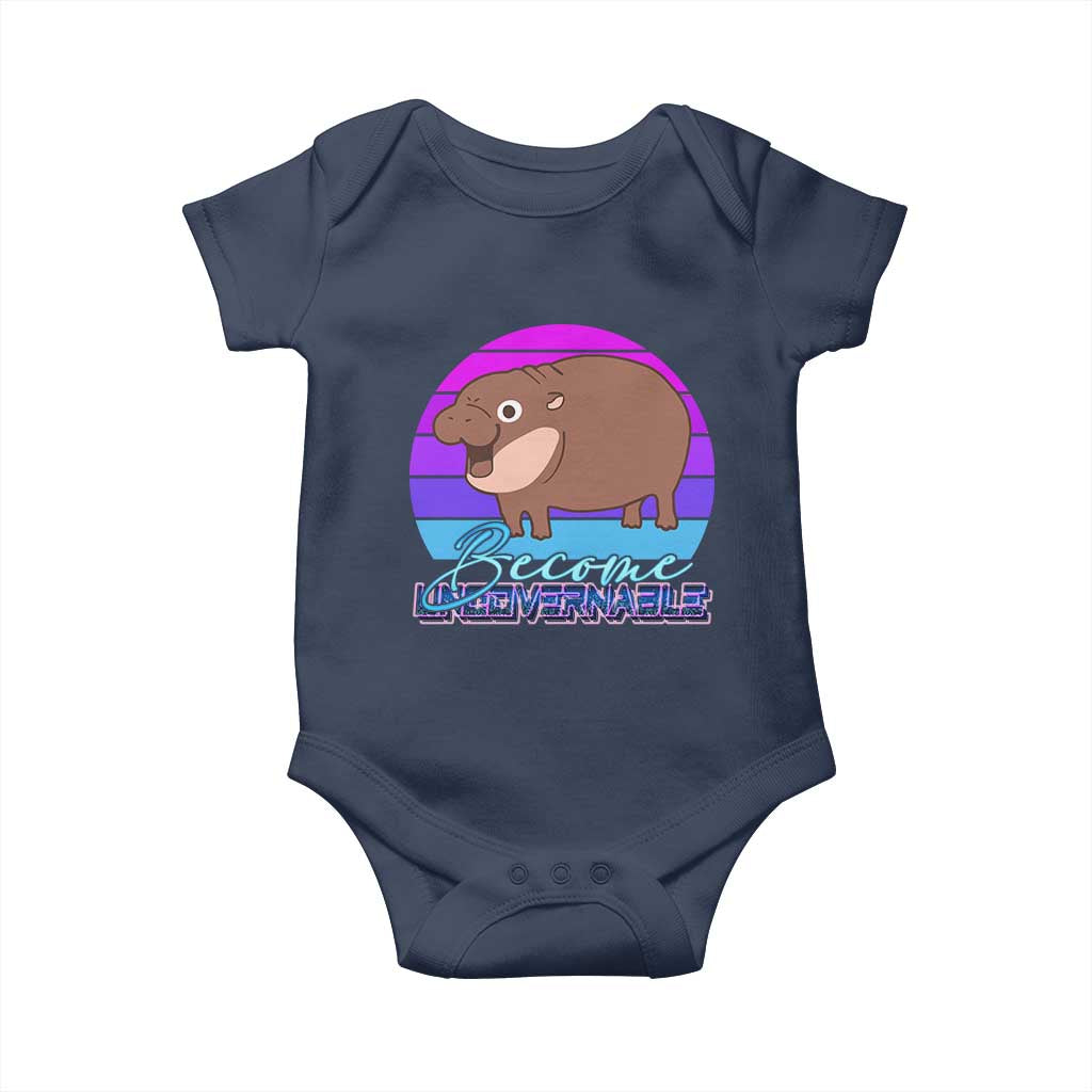 Funny Moo Deng Baby Onesie Baby Hippo Become Ungovernable TS10 Navy Print Your Wear