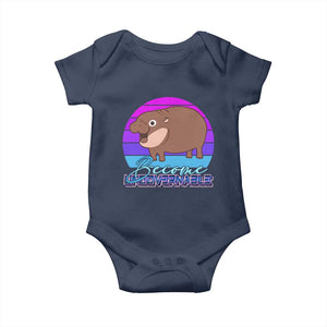 Funny Moo Deng Baby Onesie Baby Hippo Become Ungovernable TS10 Navy Print Your Wear