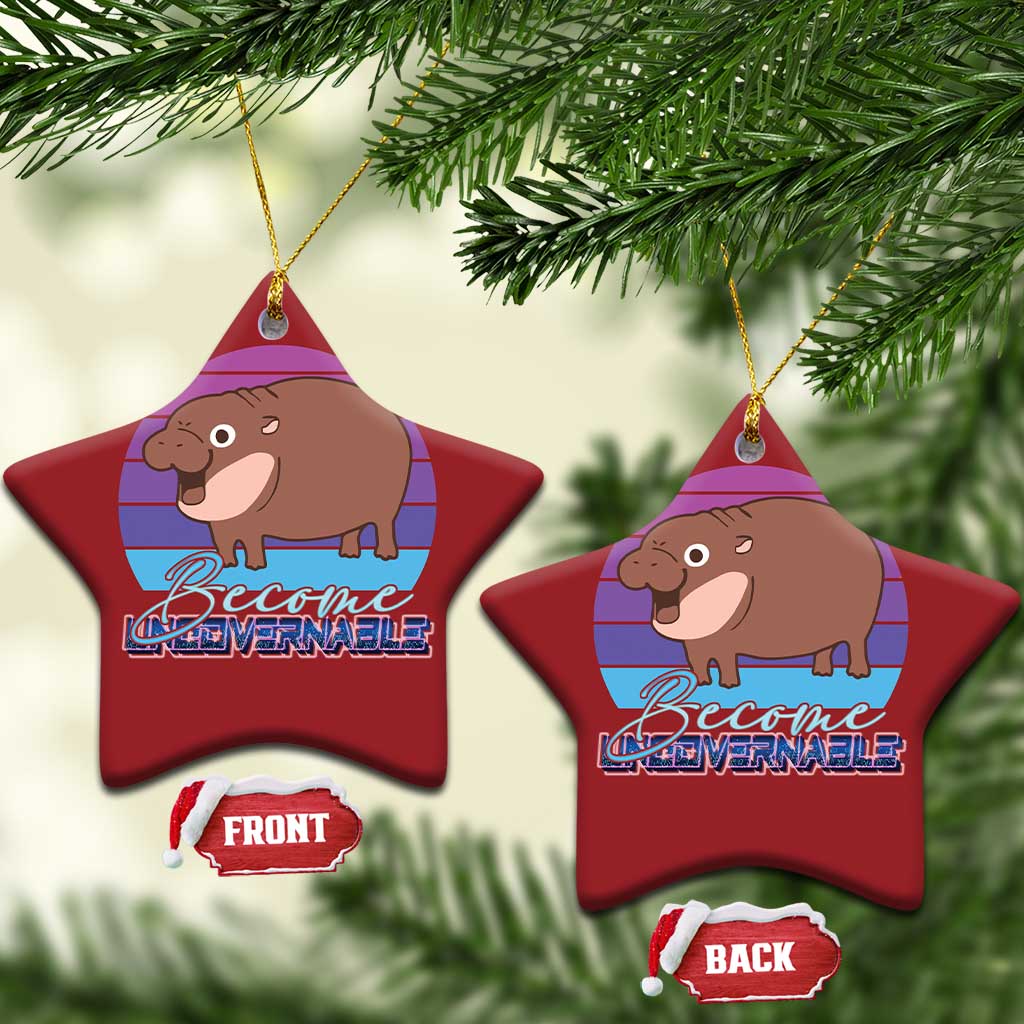 Funny Moo Deng Christmas Ornament Baby Hippo Become Ungovernable TS10 Star Red Print Your Wear