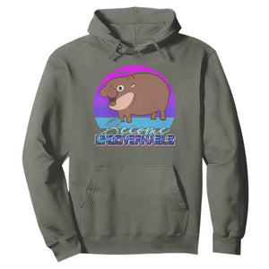 Funny Moo Deng Hoodie Baby Hippo Become Ungovernable TS10 Military Green Print Your Wear