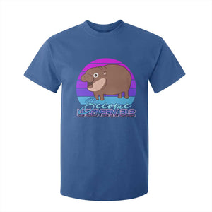 Funny Moo Deng T Shirt For Kid Baby Hippo Become Ungovernable TS10 Royal Blue Print Your Wear