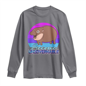 Funny Moo Deng Long Sleeve Shirt Baby Hippo Become Ungovernable TS10 Charcoal Print Your Wear