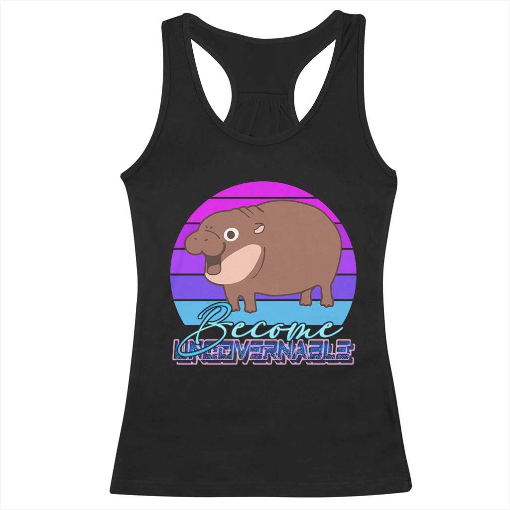Funny Moo Deng Racerback Tank Top Baby Hippo Become Ungovernable TS10 Black Print Your Wear