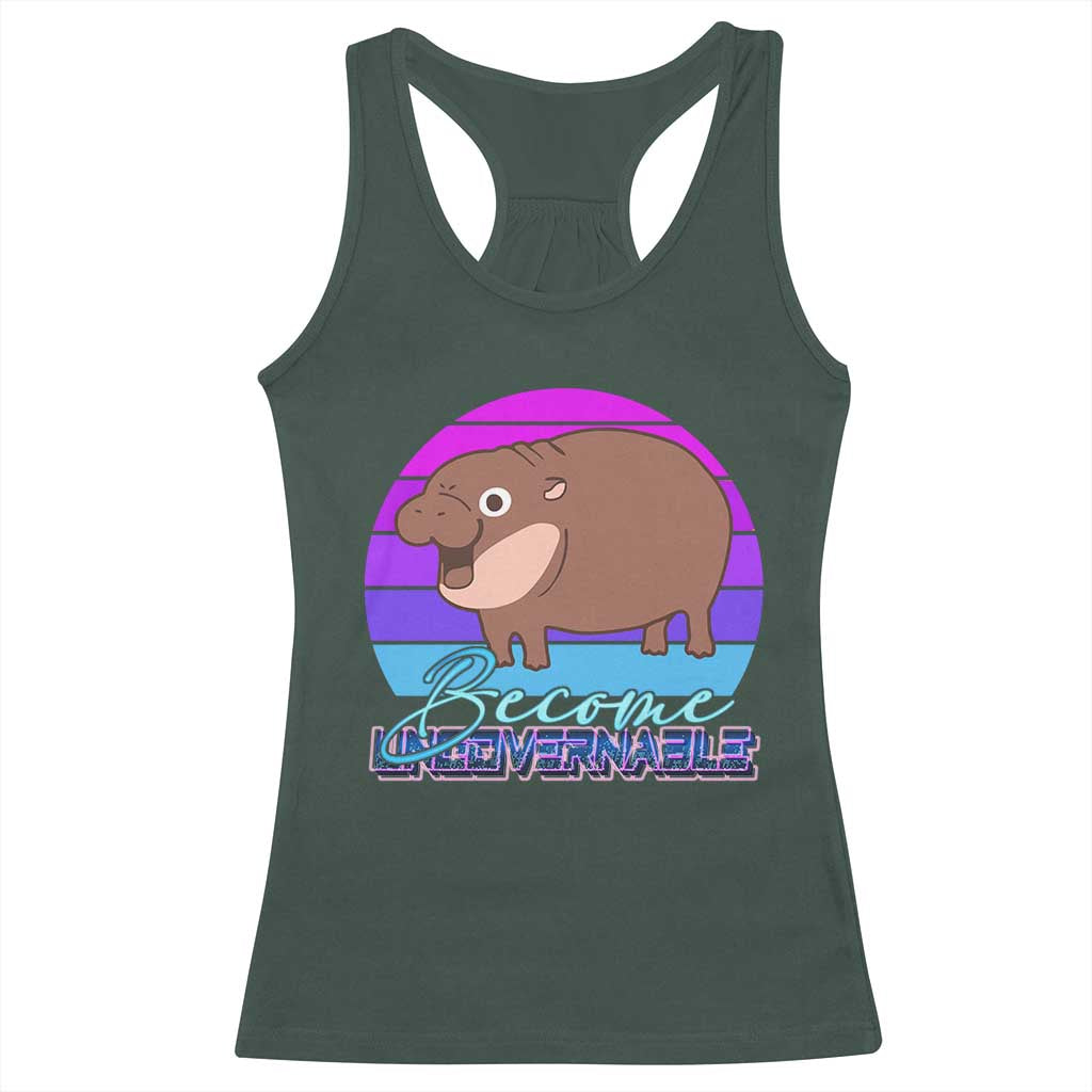 Funny Moo Deng Racerback Tank Top Baby Hippo Become Ungovernable TS10 Dark Forest Green Print Your Wear