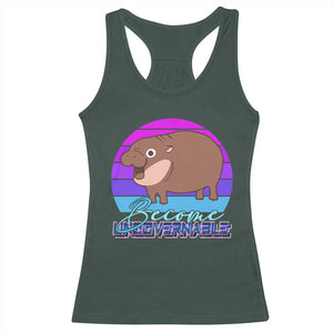 Funny Moo Deng Racerback Tank Top Baby Hippo Become Ungovernable TS10 Dark Forest Green Print Your Wear