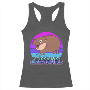 Funny Moo Deng Racerback Tank Top Baby Hippo Become Ungovernable TS10 Dark Heather Print Your Wear