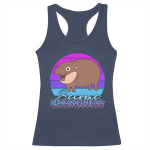 Funny Moo Deng Racerback Tank Top Baby Hippo Become Ungovernable TS10 Navy Print Your Wear