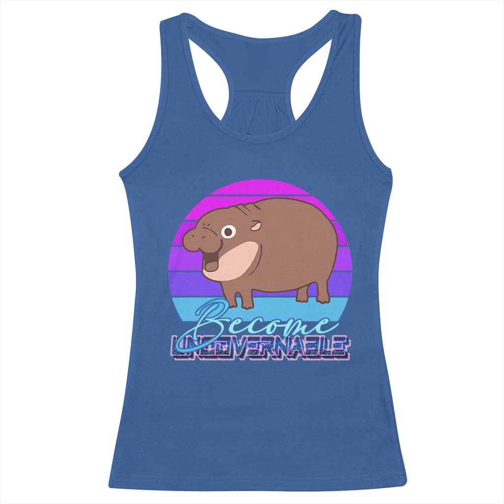 Funny Moo Deng Racerback Tank Top Baby Hippo Become Ungovernable TS10 Royal Blue Print Your Wear