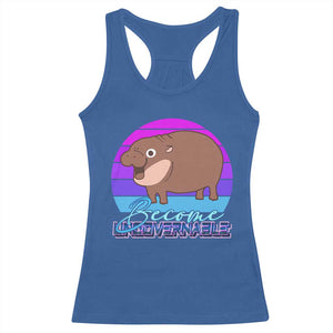 Funny Moo Deng Racerback Tank Top Baby Hippo Become Ungovernable TS10 Royal Blue Print Your Wear