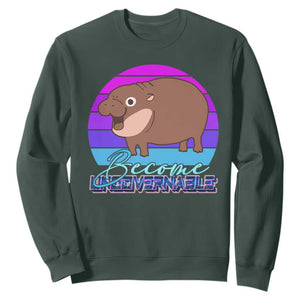 Funny Moo Deng Sweatshirt Baby Hippo Become Ungovernable TS10 Dark Forest Green Print Your Wear