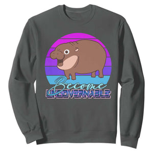 Funny Moo Deng Sweatshirt Baby Hippo Become Ungovernable TS10 Dark Heather Print Your Wear