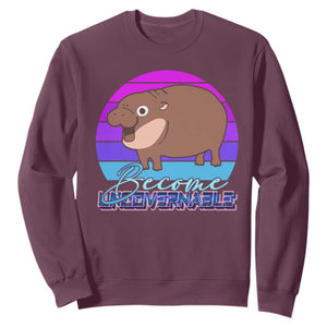 Funny Moo Deng Sweatshirt Baby Hippo Become Ungovernable TS10 Maroon Print Your Wear