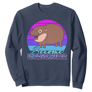 Funny Moo Deng Sweatshirt Baby Hippo Become Ungovernable TS10 Navy Print Your Wear