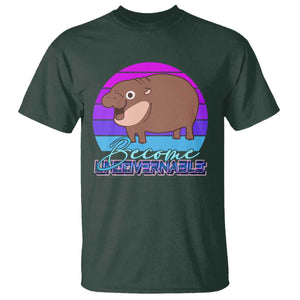 Funny Moo Deng T Shirt Baby Hippo Become Ungovernable TS10 Dark Forest Green Print Your Wear