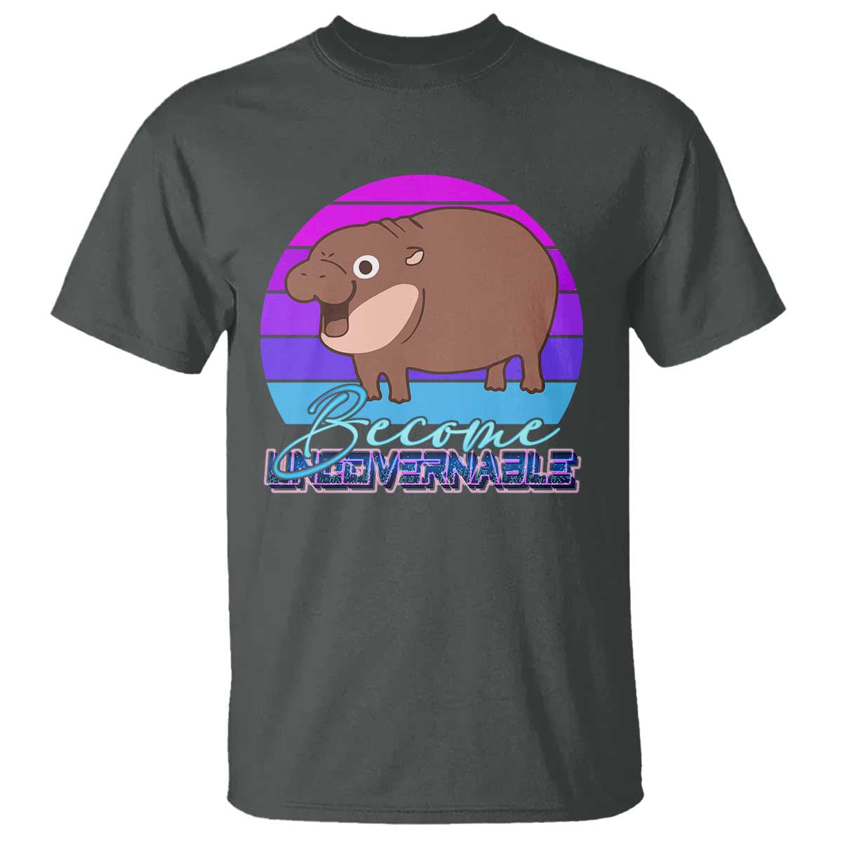 Funny Moo Deng T Shirt Baby Hippo Become Ungovernable TS10 Dark Heather Print Your Wear