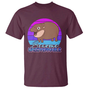 Funny Moo Deng T Shirt Baby Hippo Become Ungovernable TS10 Maroon Print Your Wear