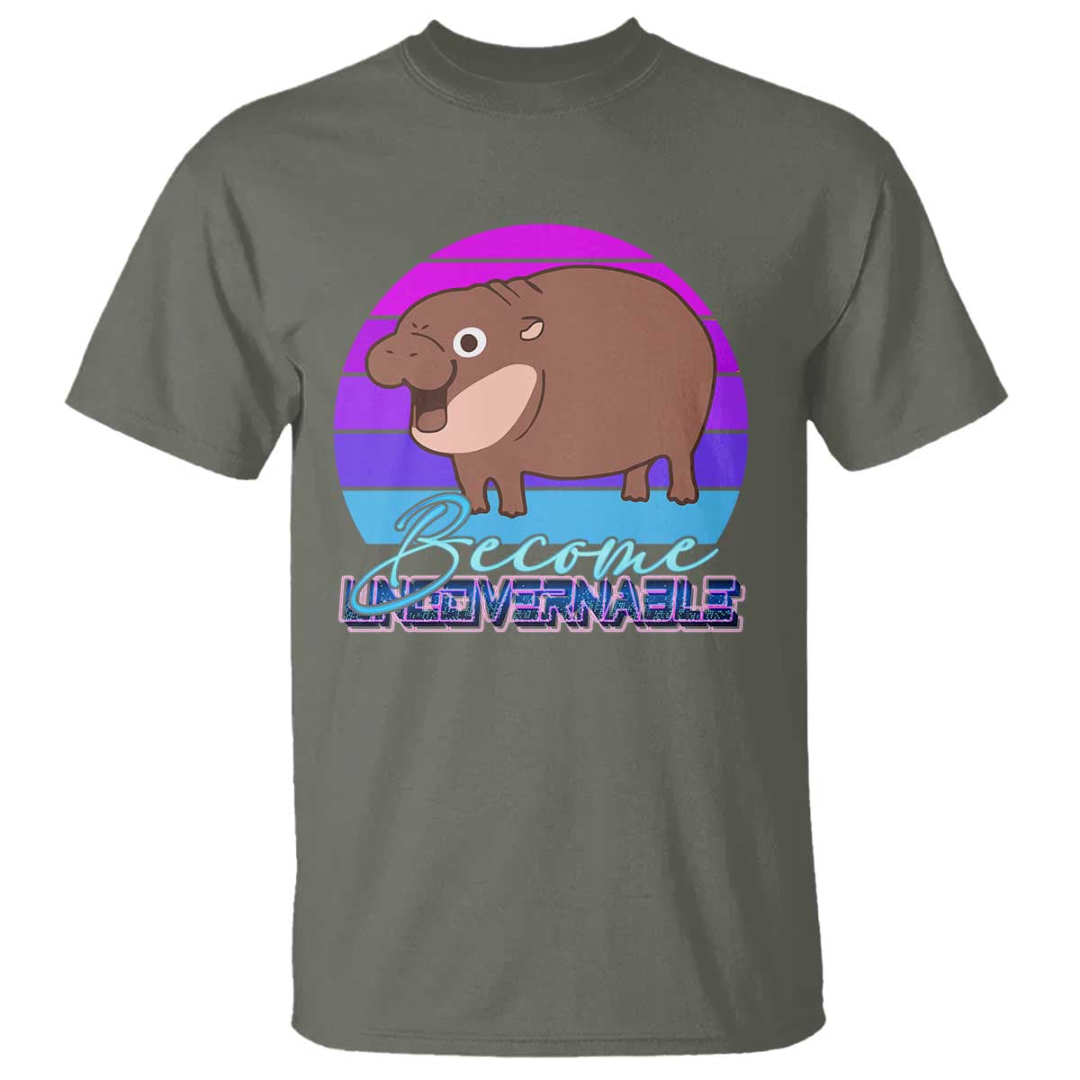 Funny Moo Deng T Shirt Baby Hippo Become Ungovernable TS10 Military Green Print Your Wear