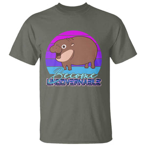 Funny Moo Deng T Shirt Baby Hippo Become Ungovernable TS10 Military Green Print Your Wear