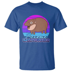 Funny Moo Deng T Shirt Baby Hippo Become Ungovernable TS10 Royal Blue Print Your Wear