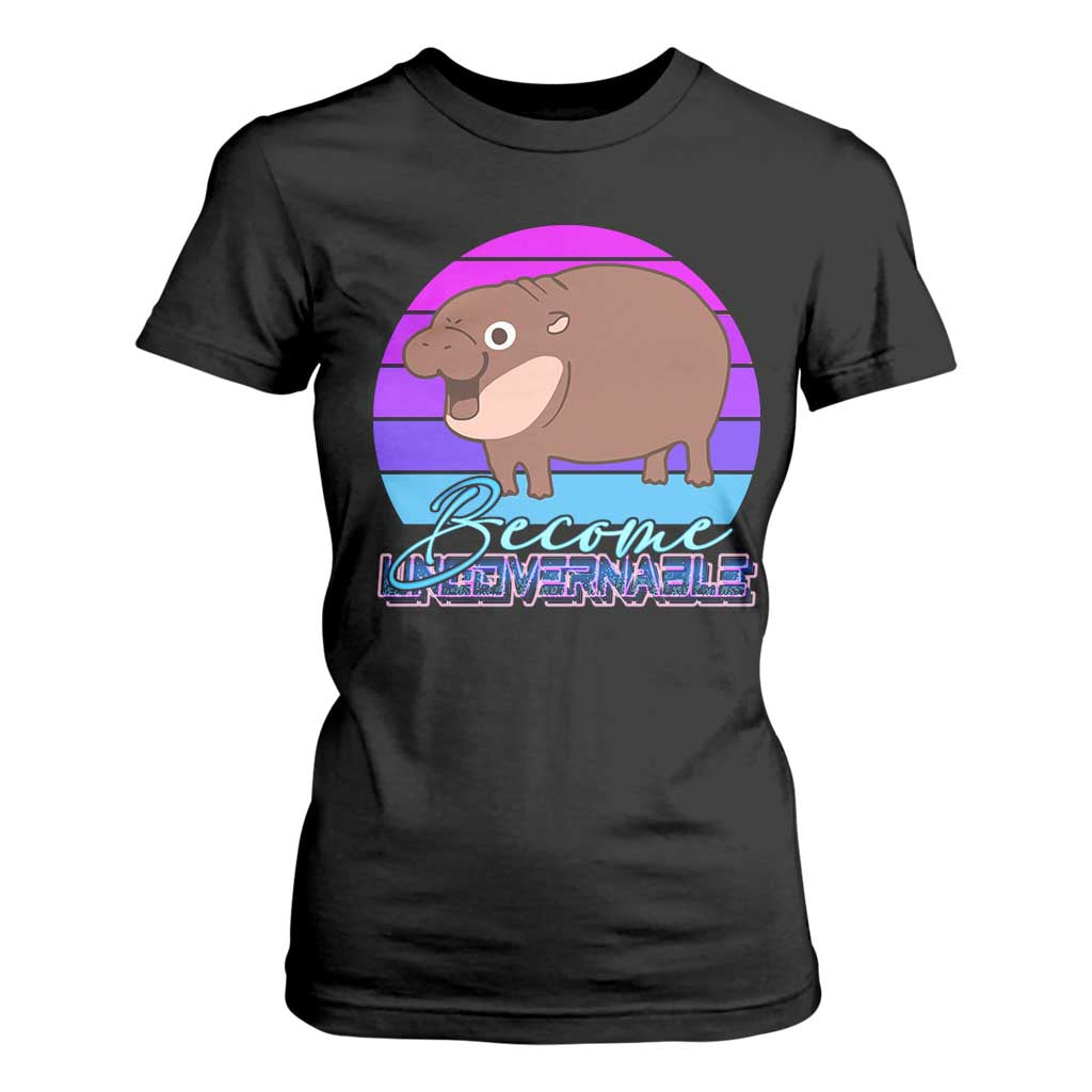 Funny Moo Deng T Shirt For Women Baby Hippo Become Ungovernable TS10 Black Print Your Wear