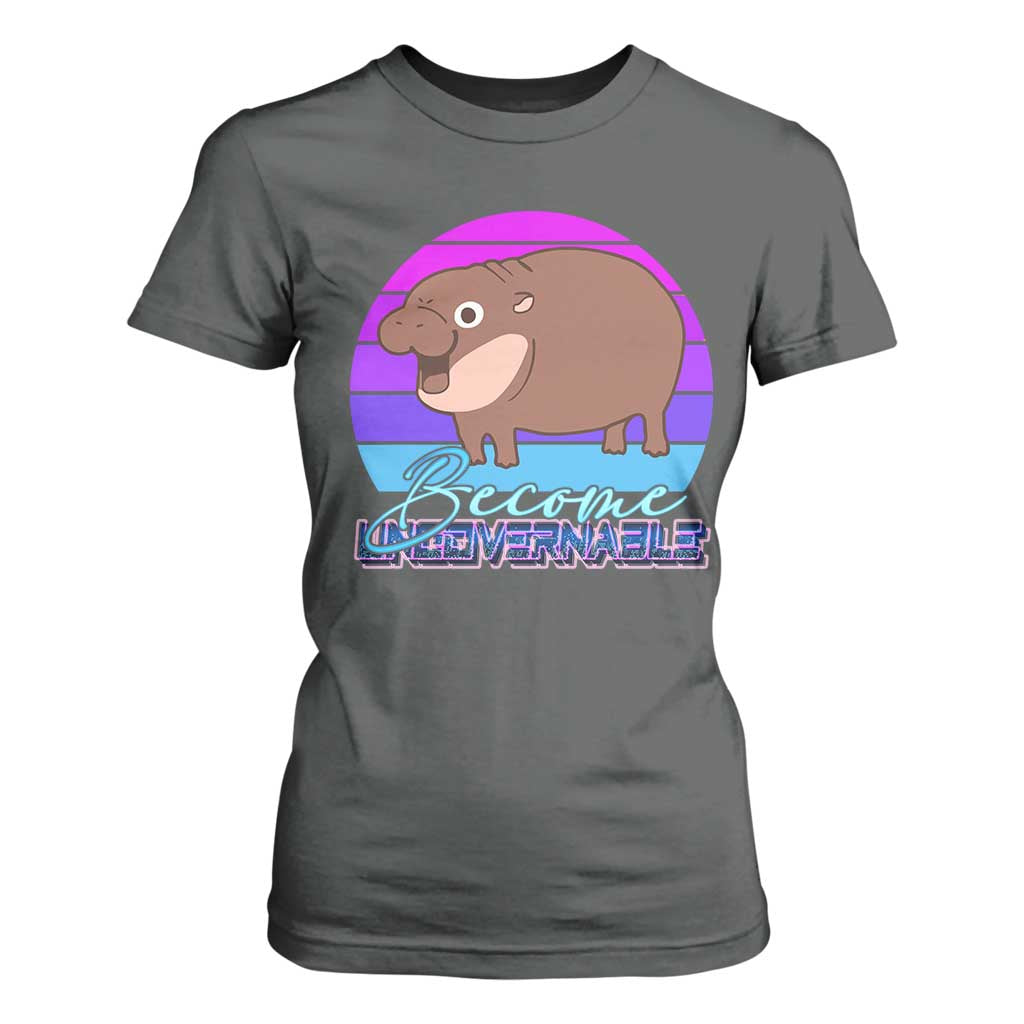 Funny Moo Deng T Shirt For Women Baby Hippo Become Ungovernable TS10 Dark Heather Print Your Wear