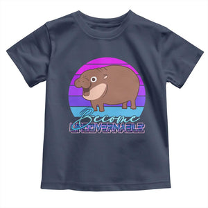 Funny Moo Deng Toddler T Shirt Baby Hippo Become Ungovernable TS10 Navy Print Your Wear