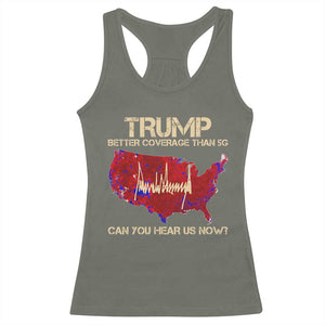 Trump 2024 Racerback Tank Top Better Coverage Than Verizon Can You Hear Us Now Election Map TS10 Military Green Print Your Wear