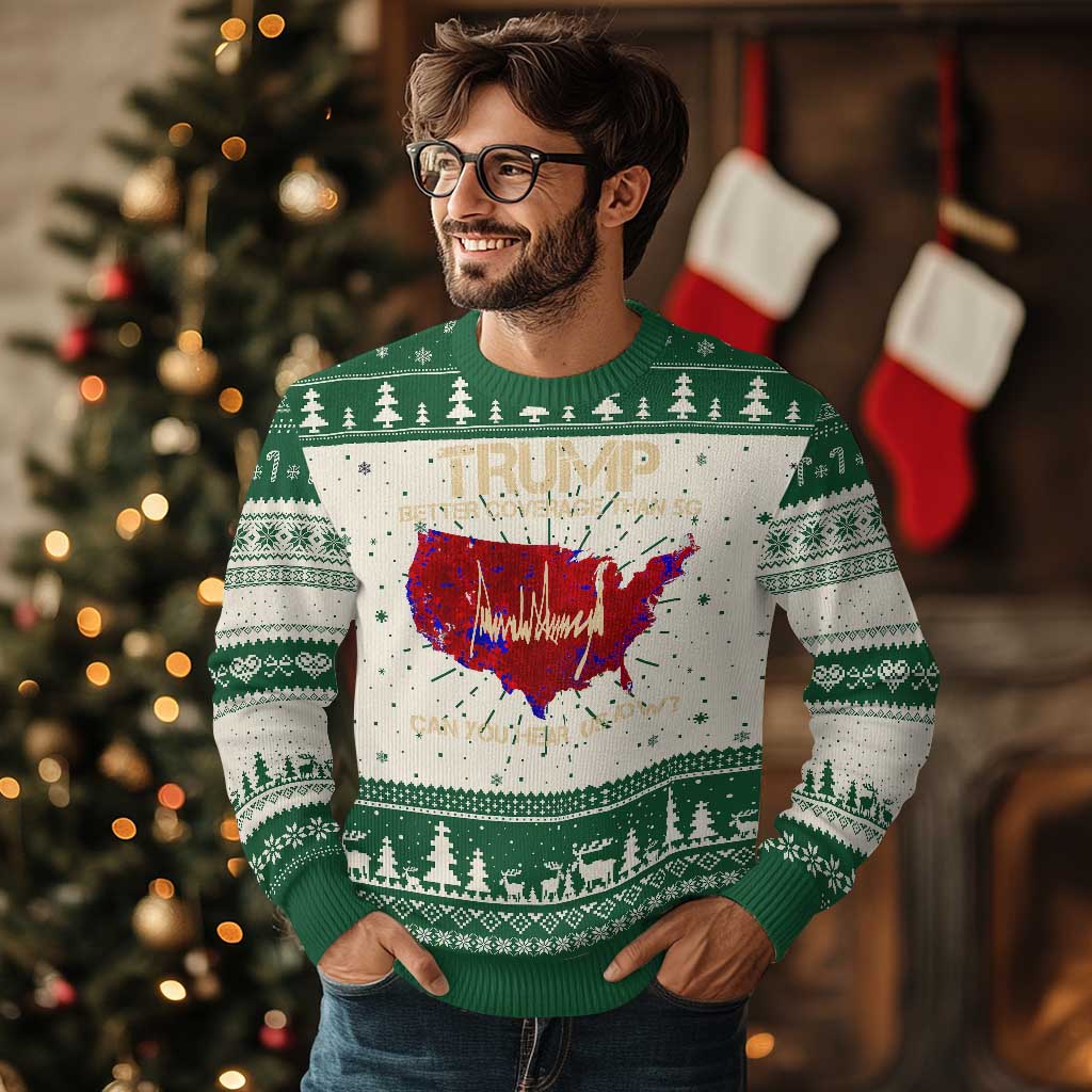 Trump 2024 Ugly Christmas Sweater Better Coverage Than Verizon Can You Hear Us Now Election Map TS10 Green Print Your Wear
